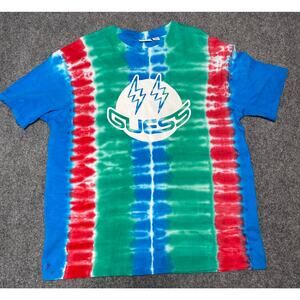 Guess X J Balvin Shirt Tie Dye Multicolor Logo Short Sleeve Tee Men Medium